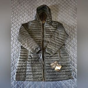 BNWT Womens Eddie Bauer Hooded Microlight Puffer Parka Coat Color: Storm Sz 2XL